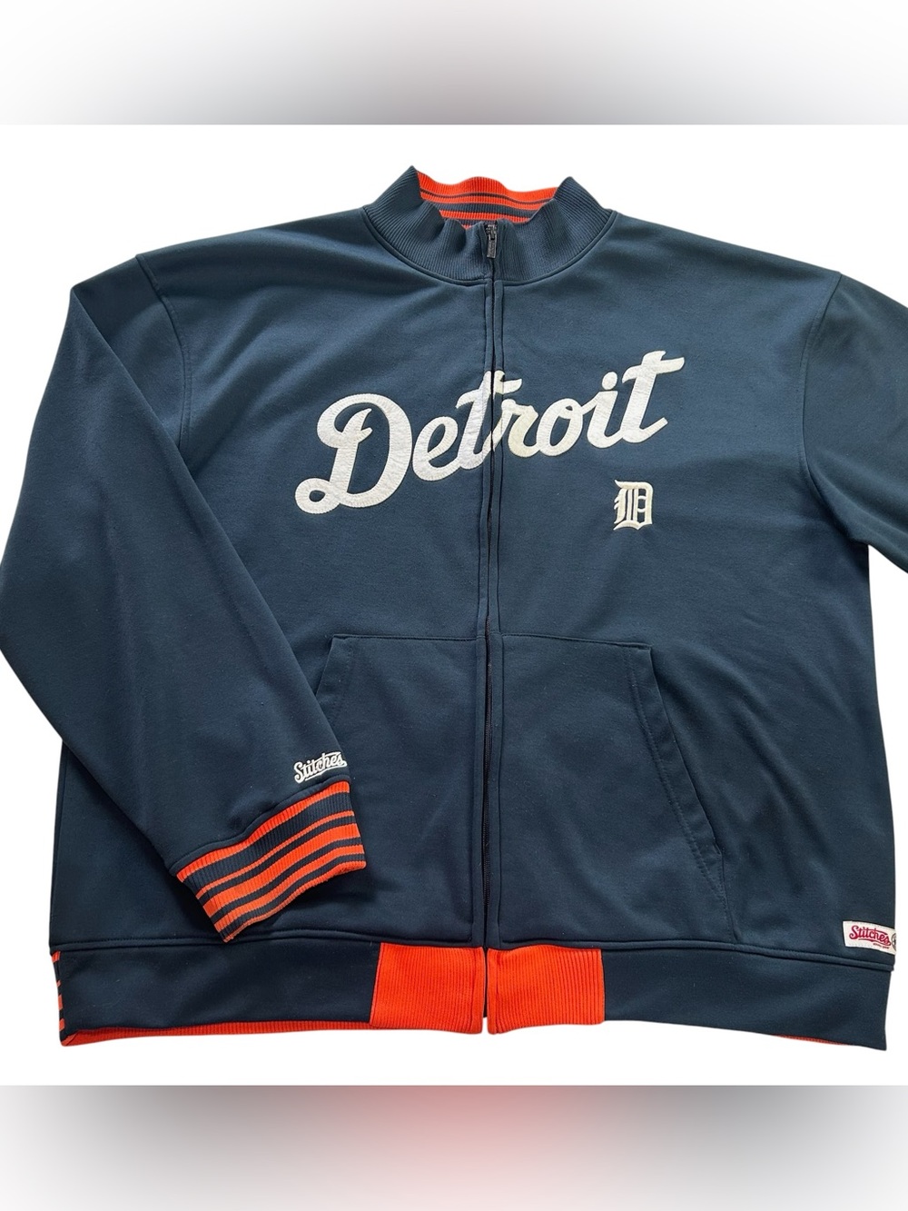 VTG Stitches MLB Detroit Tigers Men's Full-Zip Track Jacket Retro Y2K Blue 2XL